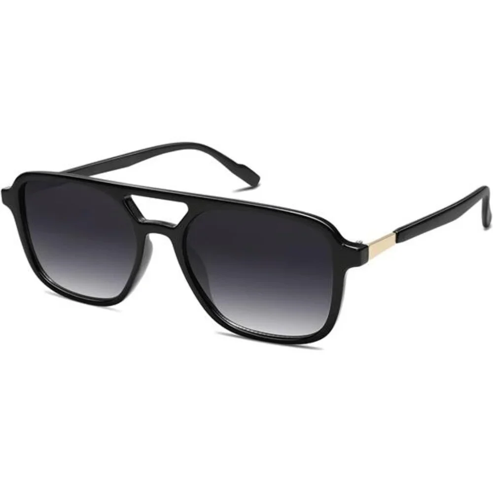 SOJOS Retro Aviator Sunglasses for Women Men Black/Black